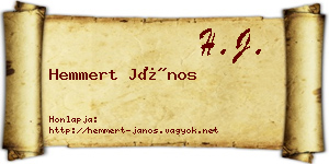 Hemmert János névjegykártya
