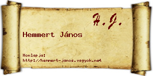 Hemmert János névjegykártya